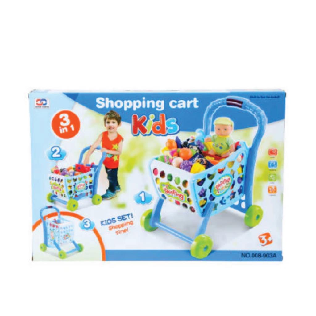 3-in-1 Kids Shopping Cart Playset